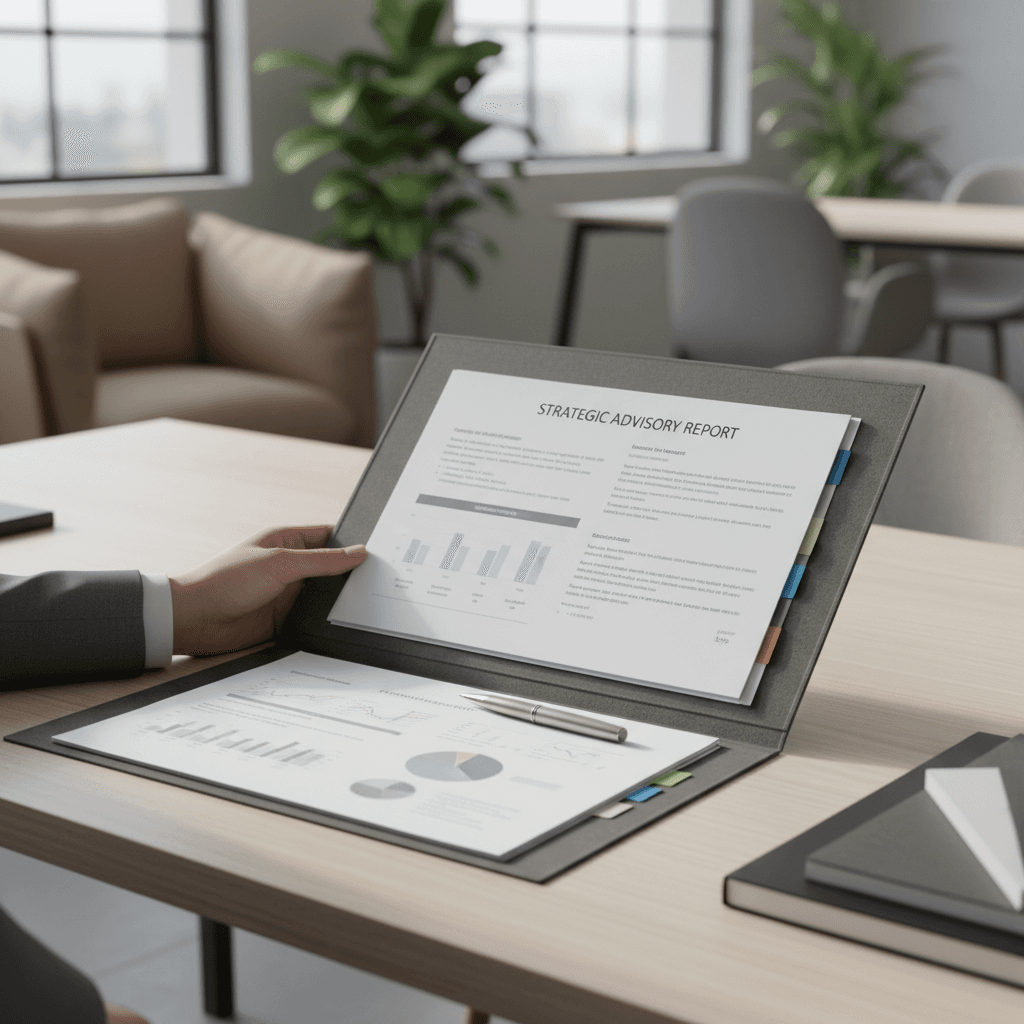 Person reviewing vendor evaluation documents at a desk